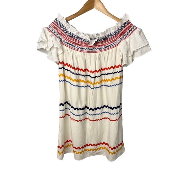 NWT Red Carter "Marilyn" White Off-The-Shoulder Dress Ric Rac Trim, Size Small - Picture 5 of 9